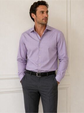 Brooks Brothers Lavender Micro-Check Dress Shirt